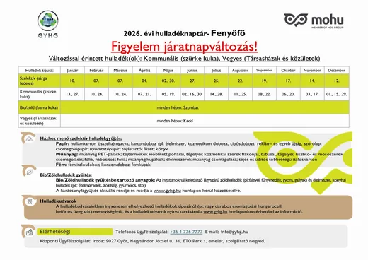 '2026. évi hulladéknaptár- Fenyőfő' cikk borítóképe